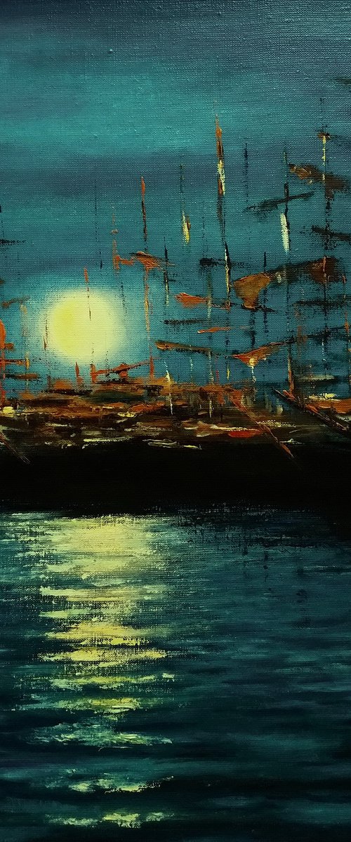 Harbor of old ships by Oleh Rak