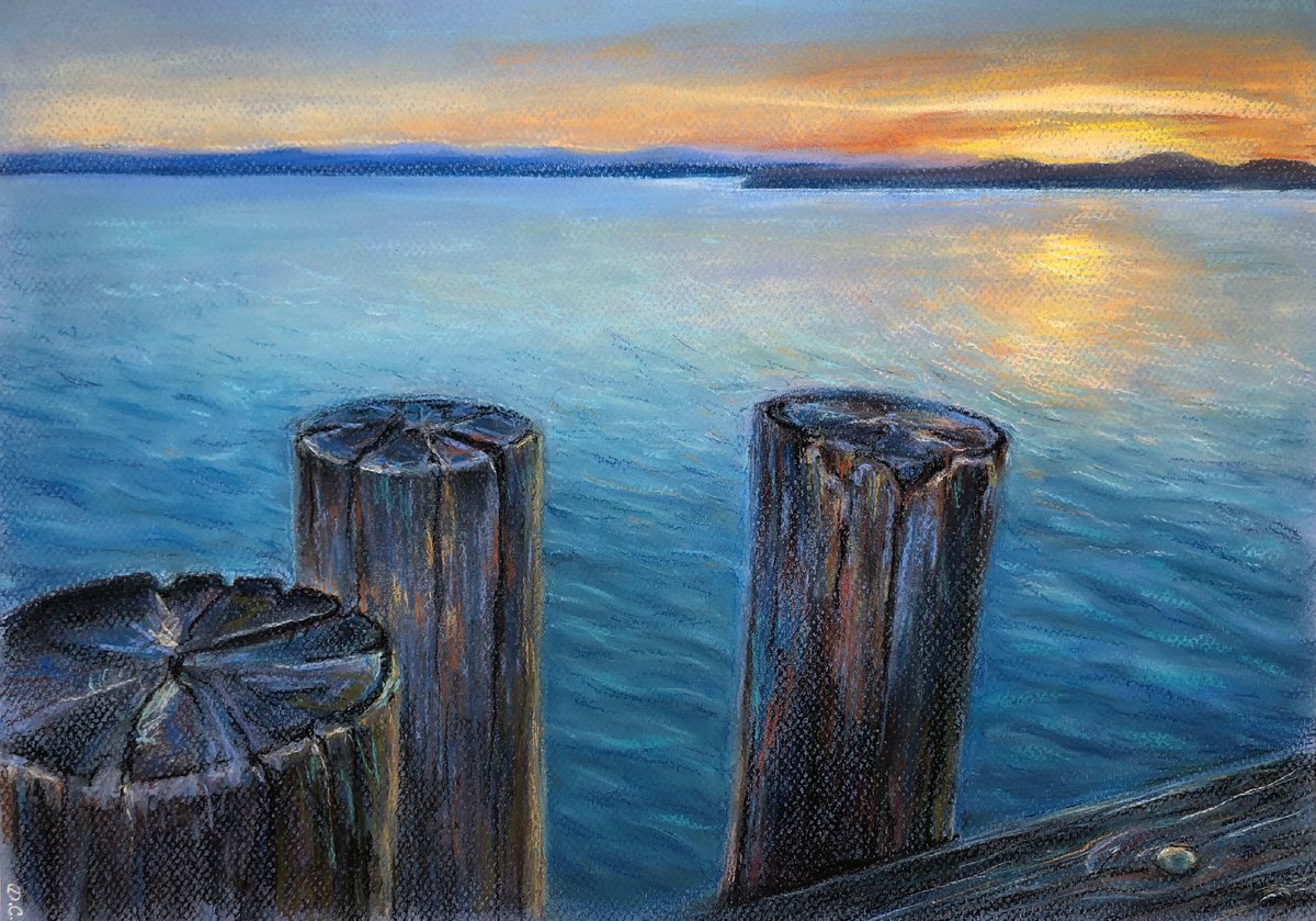 Sunset on the lake by Daria Startseva