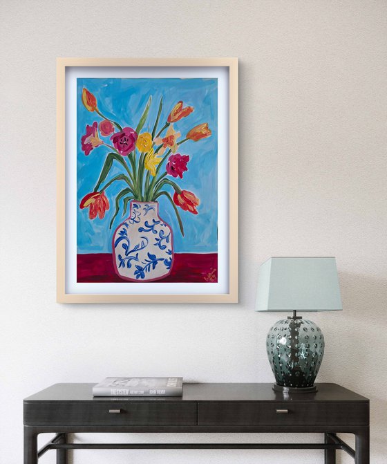 Spring Flowers in a  Chinese Vase