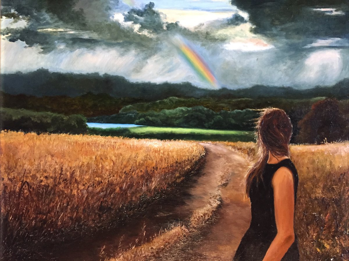 Impressionistic Portrait Oil Painting By Oleg Baulin, 24 X 20", The Field, Original Artwork