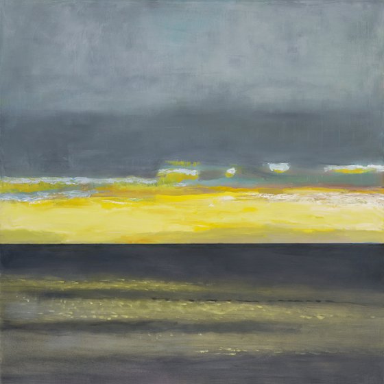 Yellow mood of ocean 30x30 inch 76x76cm by Bo Kravchenko