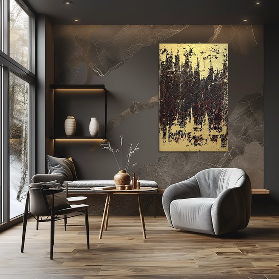 Greengold on grey 70x110x2 cm