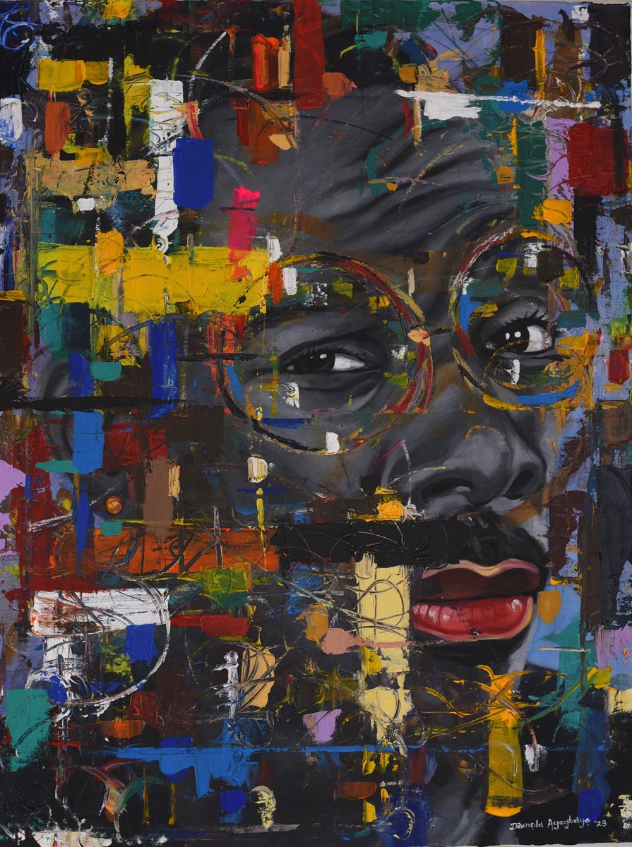 Expressive Abstract Acrylic Painting By Damola Ayegbayo, 36 X 48, Whispers Of The Soul 5, Original Artwork