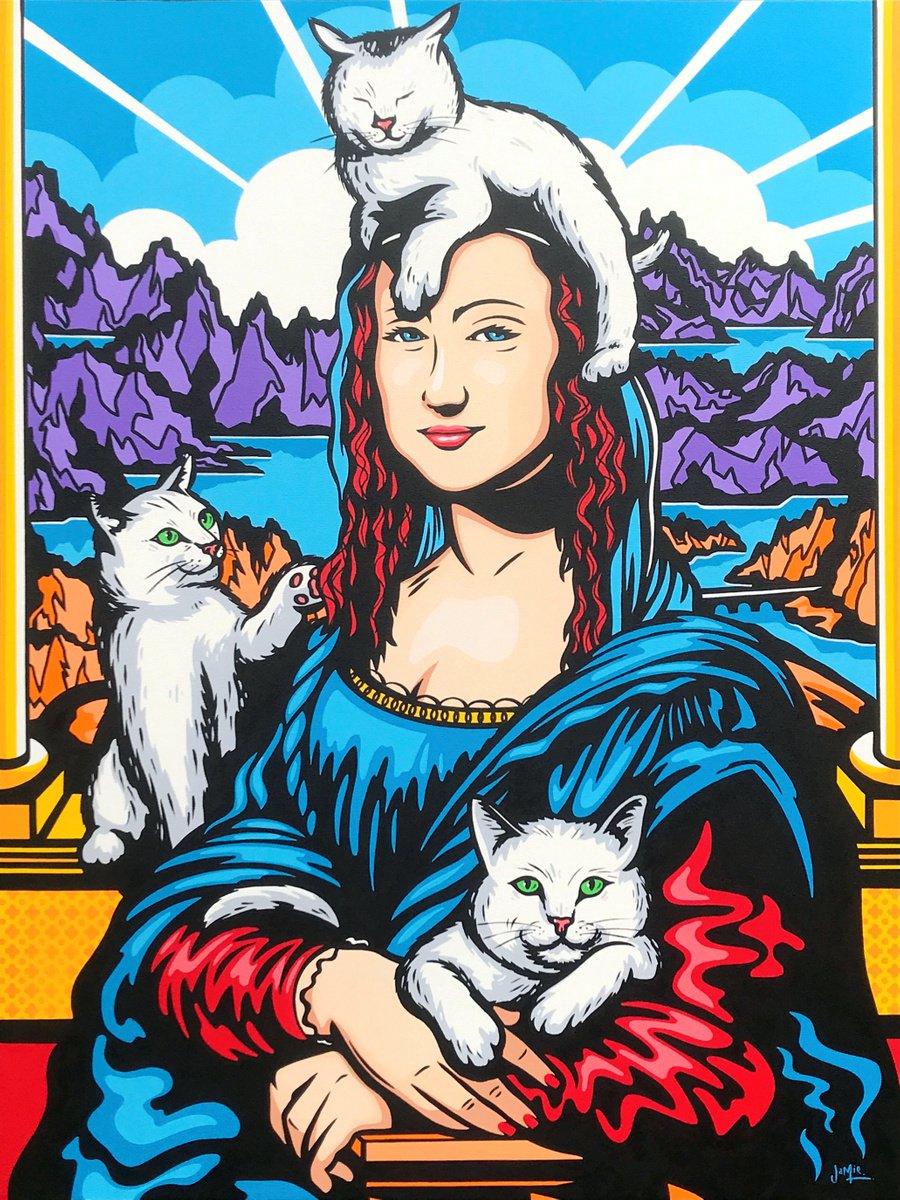 Mona Lisa With Her Cats by Jamie Lee