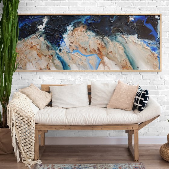 Midnight Hour 160cm x 60cm Textured Abstract Art