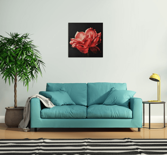 "To the light.  "  rose red flower  liGHt original painting  GIFT (2022)