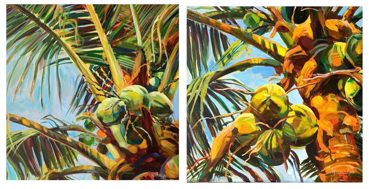 Impressionistic Giclee Print , Jungle Splendor. Dyptich. Print By Momalyu, 16 X 16, Artwork For Sale On Artfinder