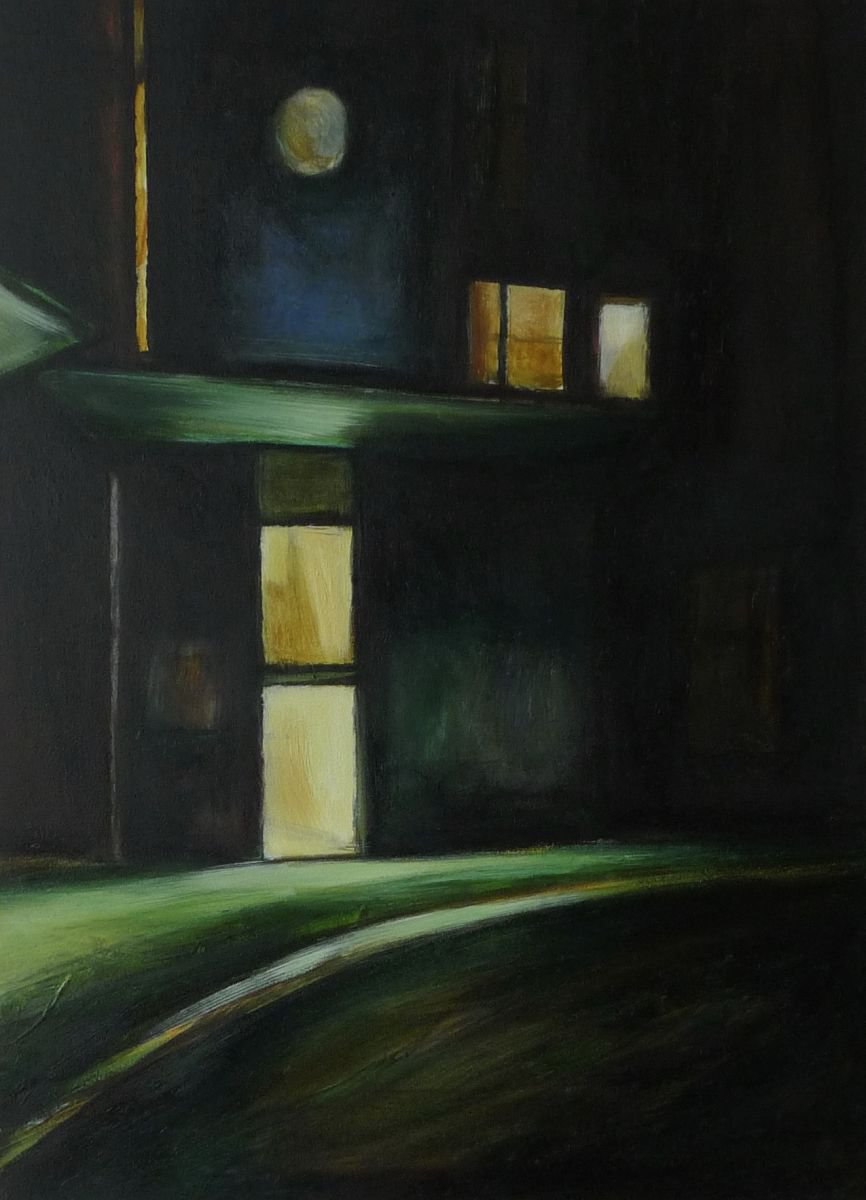 Photorealistic Oil Painting , Green Night By Sarah Ann Mitchell, 5 X 7, Artwork For Sale On Artfinder