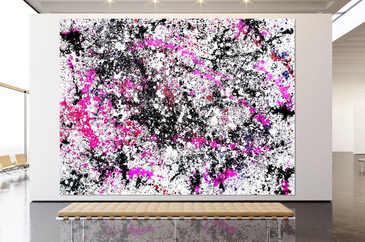 Organic Abstract Acrylic Painting By Estelle Asmodelle, 96 X 72, My Pink Universe, Original Artwork