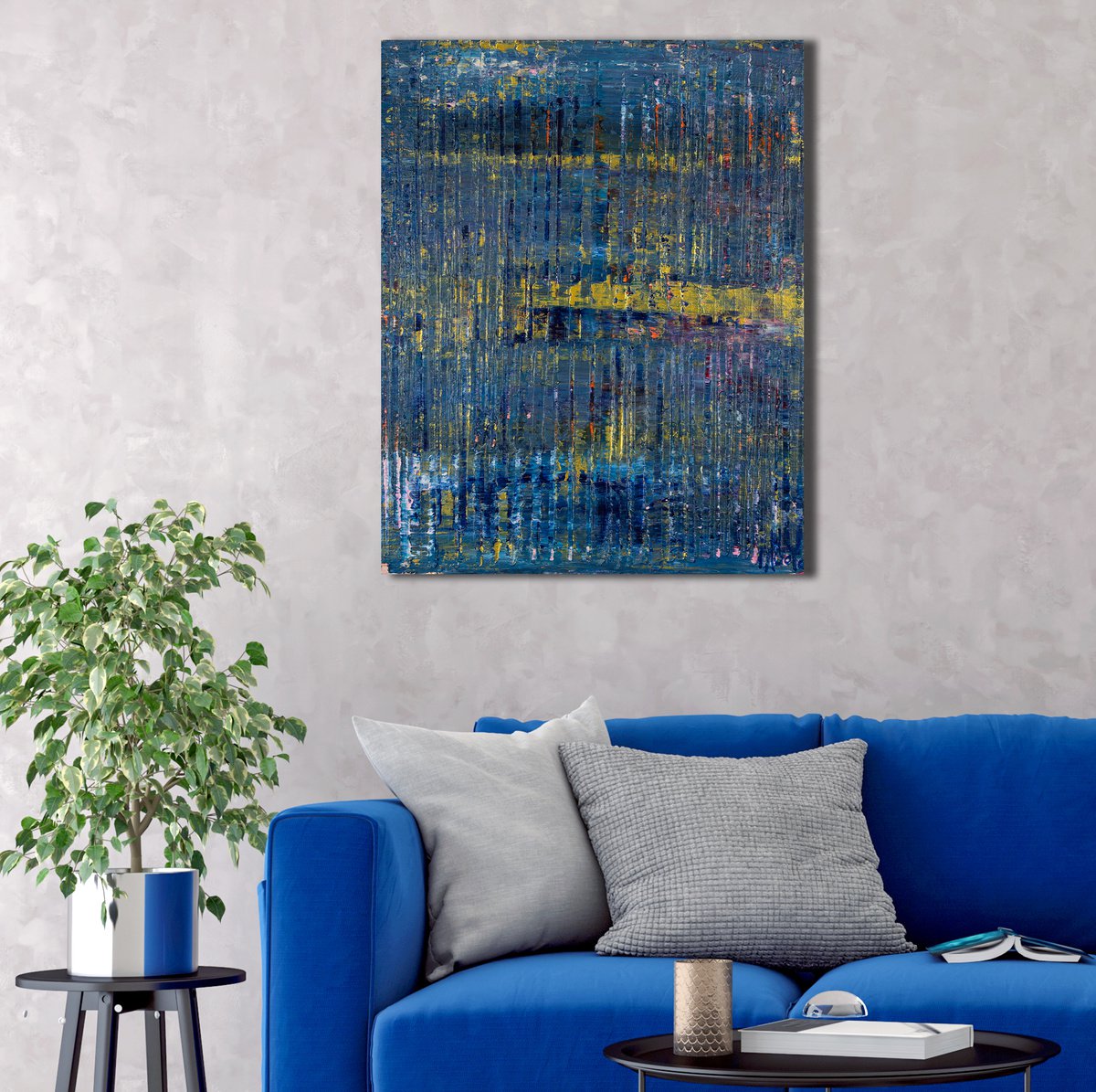 Abstract Acrylic Painting By Nestor Toro, 16 X 20", Nocturn Panorama 5, Original Artwork