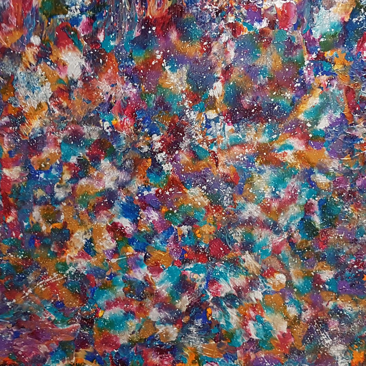 Organic Abstract Acrylic Painting By Alexandra Romano, 24 X 24, Cosmic Garden, Original Artwork