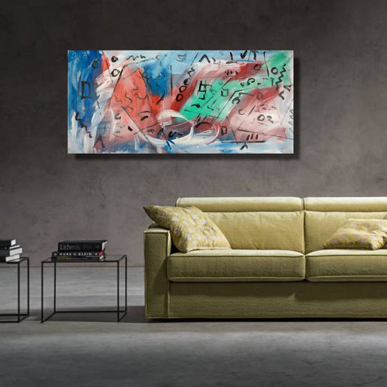 large paintings for living room/extra large painting/abstract Wall Art/original painting/painting on canvas 120x60-title-c794