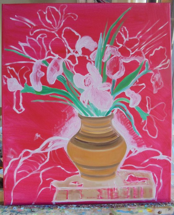 Flower Vase - Irises 6 SOLD