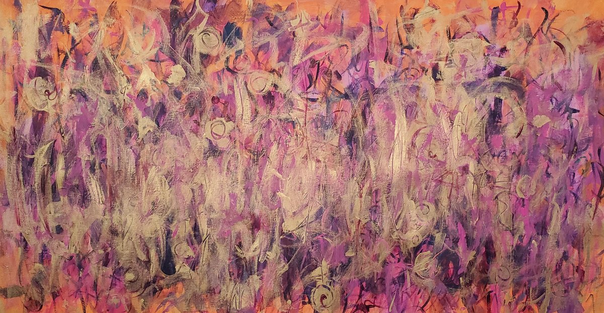 Abstract Acrylic Painting By Joyce Fournier, 42 X 22", Happiness, Original Artwork