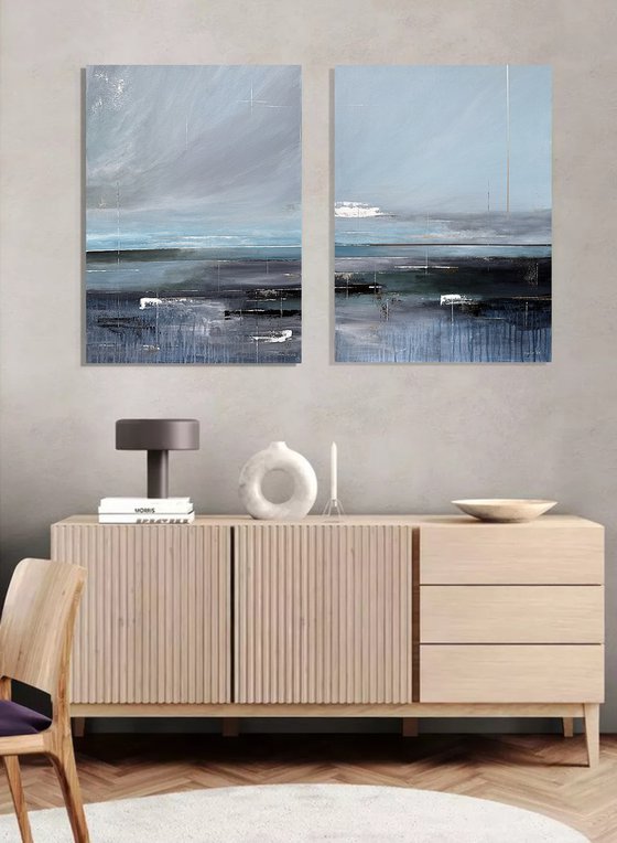 Aligned Stillness Diptych