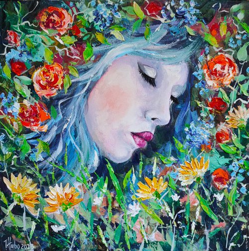 Girl in flowers. by Tatajana Obuhova