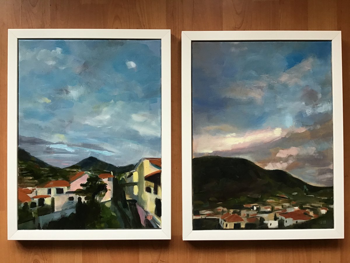 Pair of paintings: Madeira by Sandra Haney