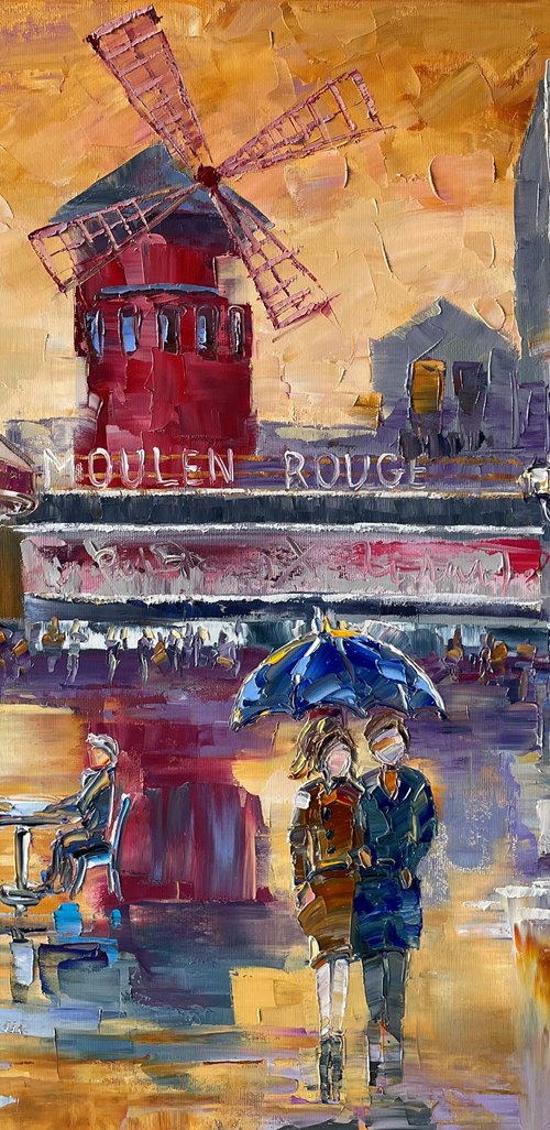 "Moulin Rouge". Original oil painting architecture. Cityscape by Mary Voloshyna