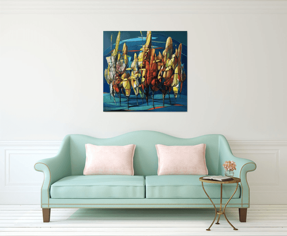 Forest in Gold and Blue