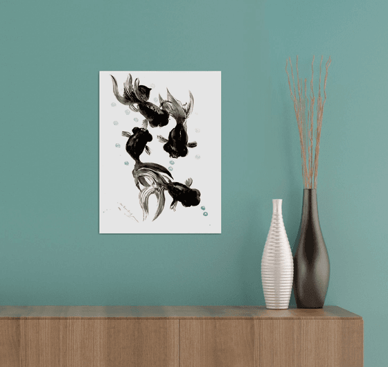 Black Moor Aquarium Fish Painting