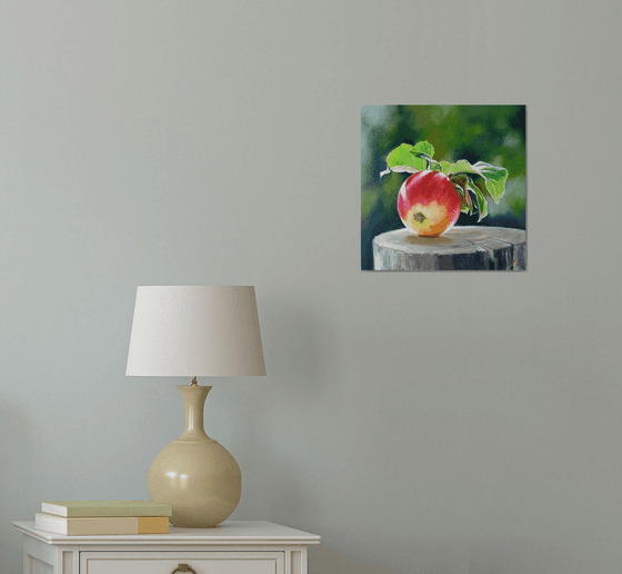 "An apple from grandmother's garden.  "  flower  liGHt original painting  GIFT (2021)