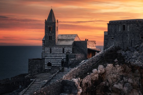 SUNSET LIGHT ON THE CHURCH - Photographic Print on 10mm Rigid Support