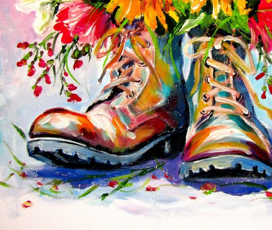 Flowers with boots