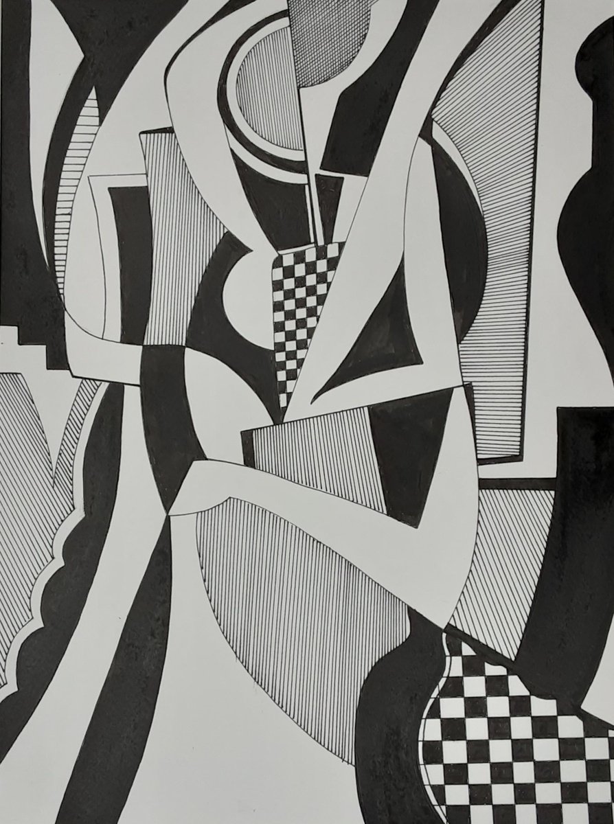 Organic Abstract Ink Drawing By Paul Heron, 17 X 21", Sitting, Original Artwork