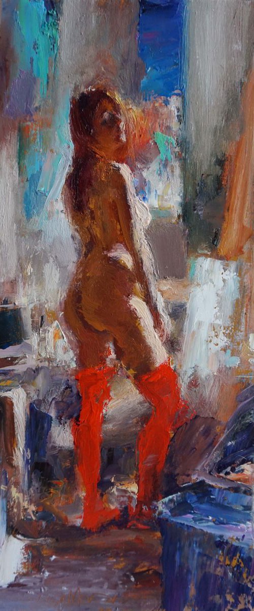 Lucile red in light by Manuel Leonardi