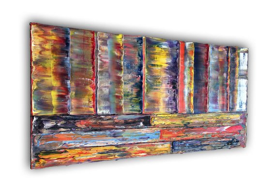 "A New Beginning" - Original Highly Textured PMS Abstract Oil Painting On Canvas - 36" x 18"