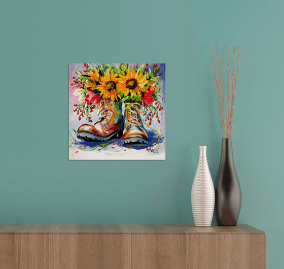 Flowers with boots