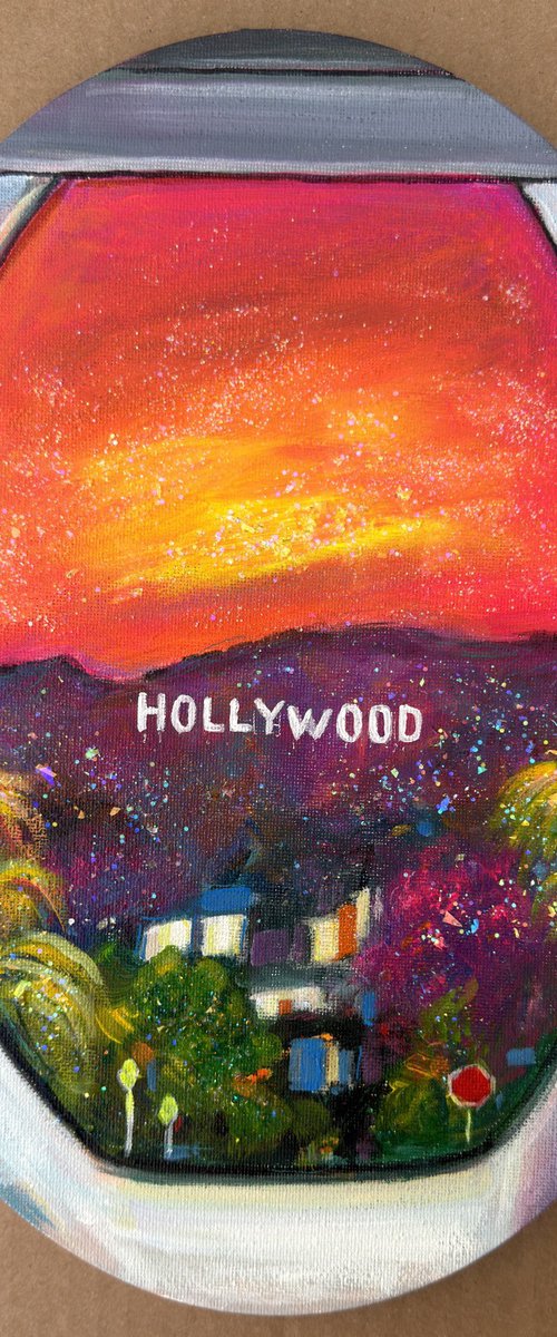Hollywood Sign View from Airplane Window by Victoria Sukhasyan