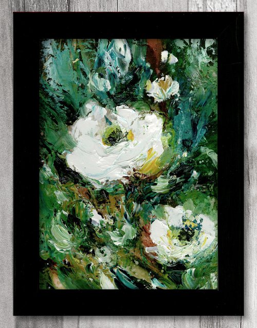 Tranquility Blooms 42 - Framed Highly Textured Floral Painting by Kathy Morton Stanion by Kathy Morton Stanion