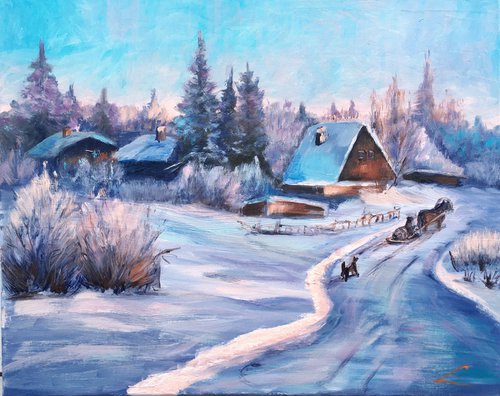 Winter village 3 by Elena Sokolova