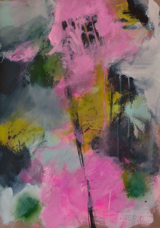 Mary's Cave -  vibrant Acrylic Abstract with pink