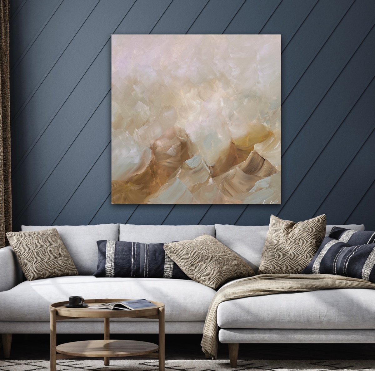 Abstract Landscape Acrylic Painting By Ivana Gigovic, 35 X 35, Subtle Sands, Original Artwork