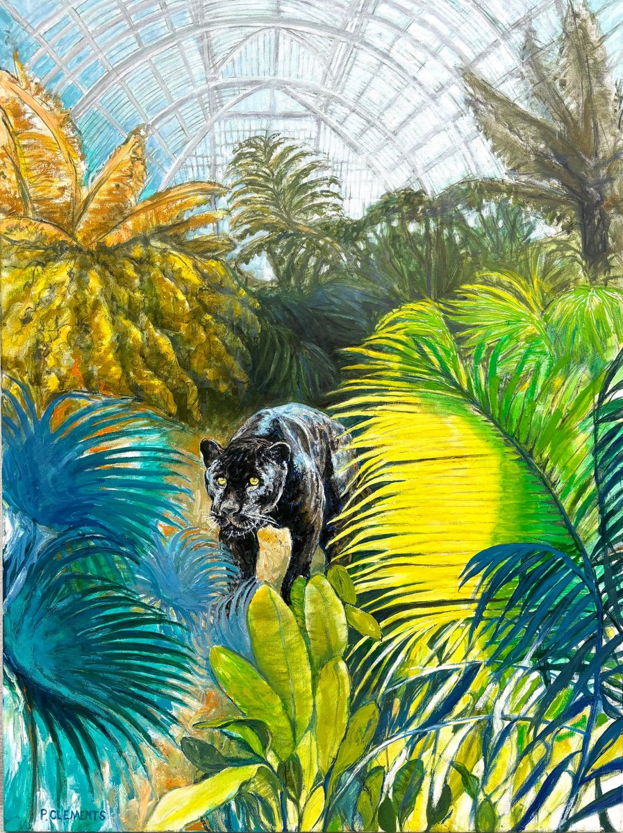 Impressionistic Landscape Oil Painting By Patricia Clements, 30 X 40", The Black Panther At Kew, Original Artwork