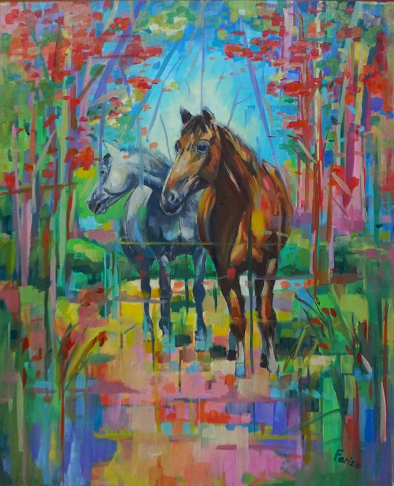 Horses in the forest