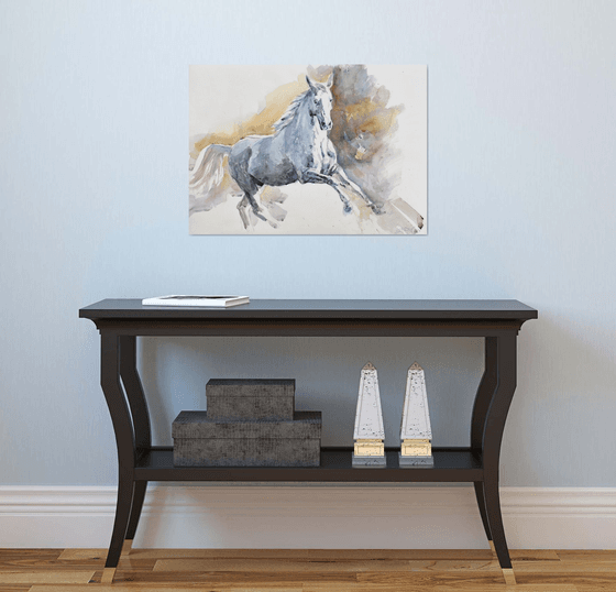 Running white  horse 5(70x50)