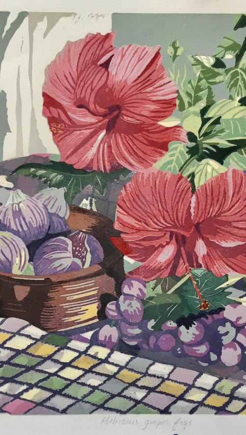 Hibiscus Grapes and figs. by Rosalind Forster