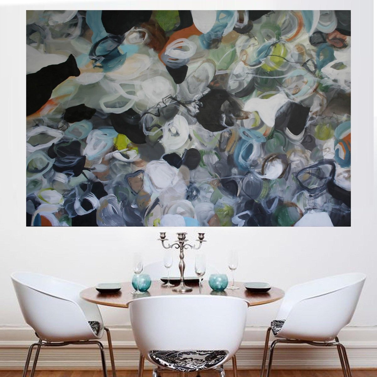 Organic Abstract Acrylic Painting By Susan Wooler, 47 X 31", Whispers Of Nature, Original Artwork