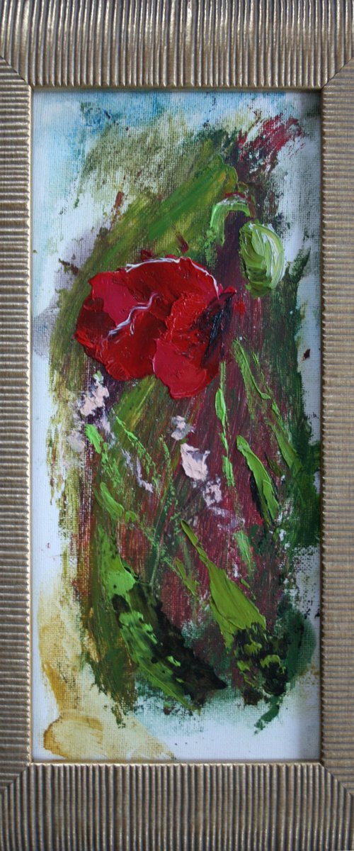 Poppy...framed /  ORIGINAL OIL PAINTING by Salana Art