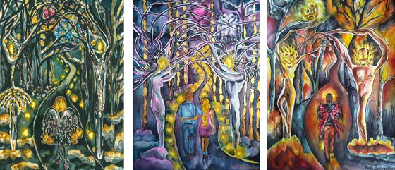 Triptych History in Forest