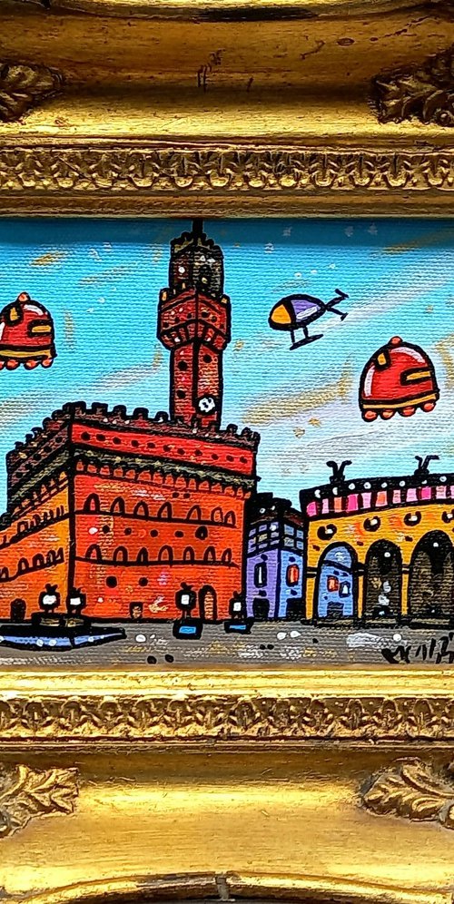 Antique Vibrant Piazza della Signoria Firenze by Maria Luisa  Azzini