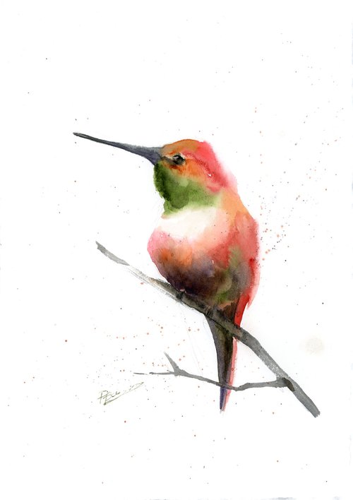 Hummingbird sitting on a branch by Olga Tchefranov (Shefranov)