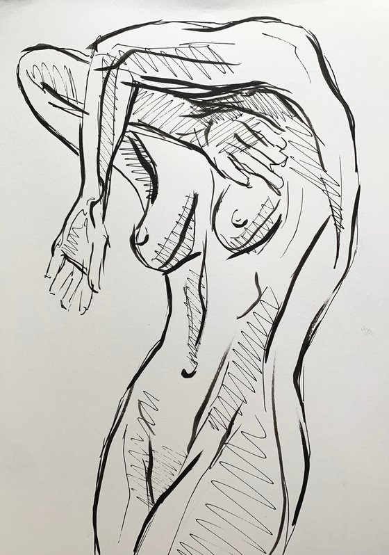 Female nude drawing minimal sketch