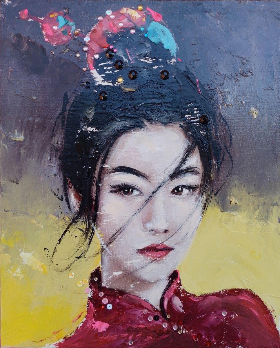 Impressionistic Portrait Oil Painting By Catalin Ilinca, 13 X 16, L