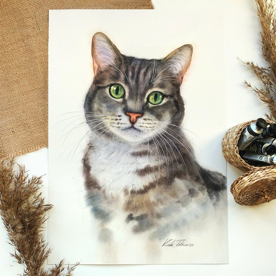 Cat portrait 28x40 cm