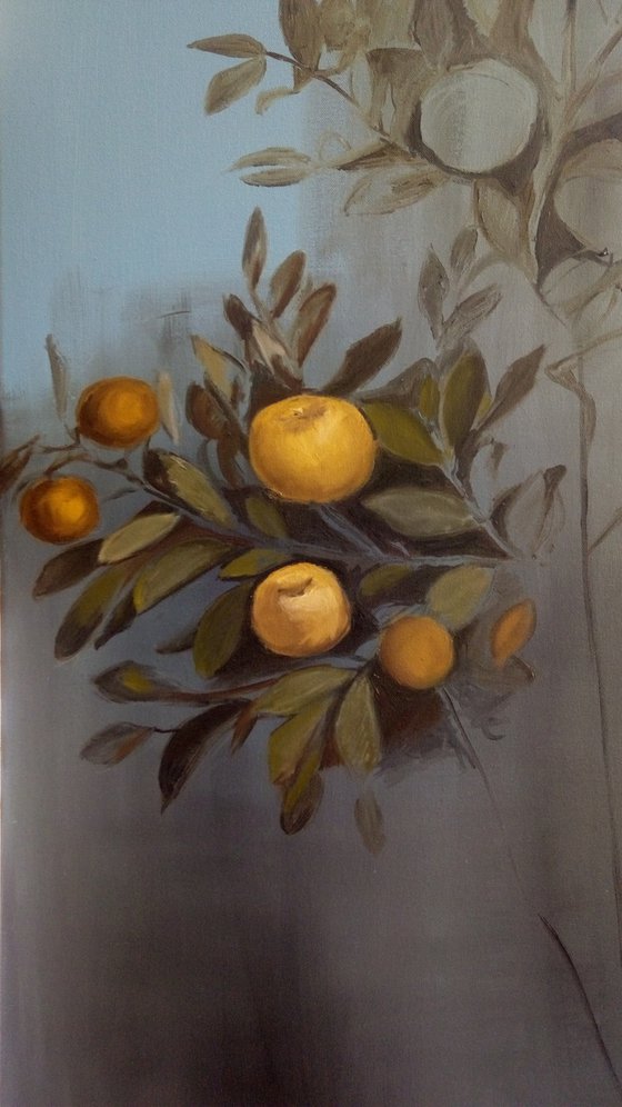 Orange tree Painting by Anna Brazhnikova wall art oil painting orange tree painting italian Rome fresco Livia Room decor original painting