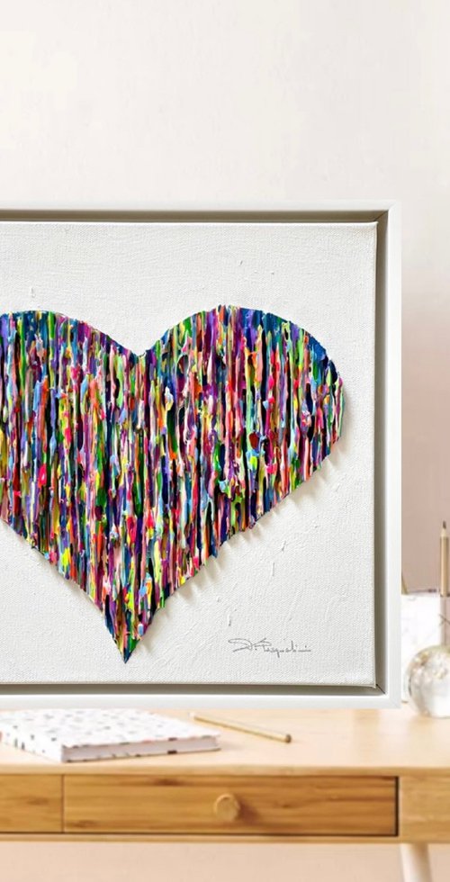 Bright Love - Colorful _ white Frame by Daniela Pasqualini